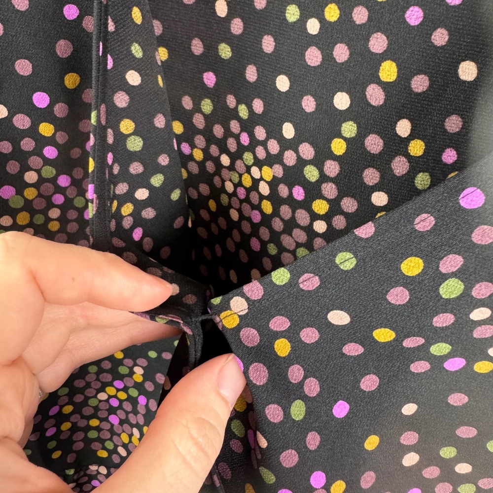 Kate Spade Polka Dot Wrap Blouse Size XS Black‎ Peplum Long Sleeve Preppy Office - Picture 2 of 8